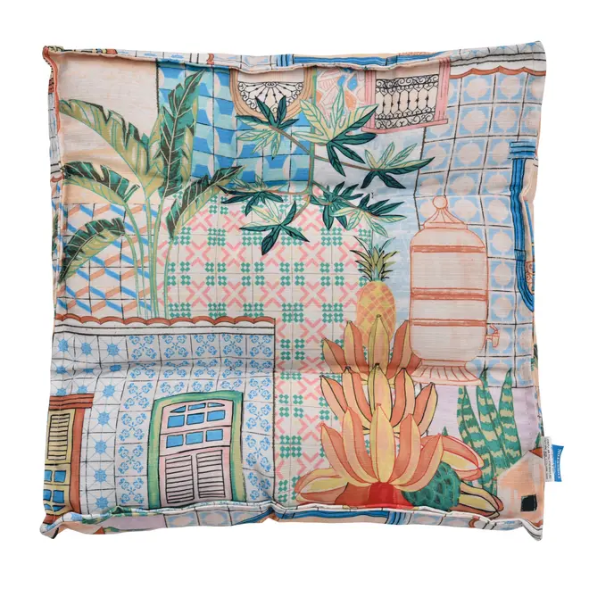 FUTON 40 CM X 40 CM SAUDADE TROPICAL - AZUL HISTÓRICO/MULTICOR - Foto 3