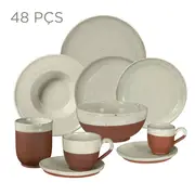APARELHO DE JANTAR 48 PEÇAS PALEO - BRANCO/ARGILA - Foto 1