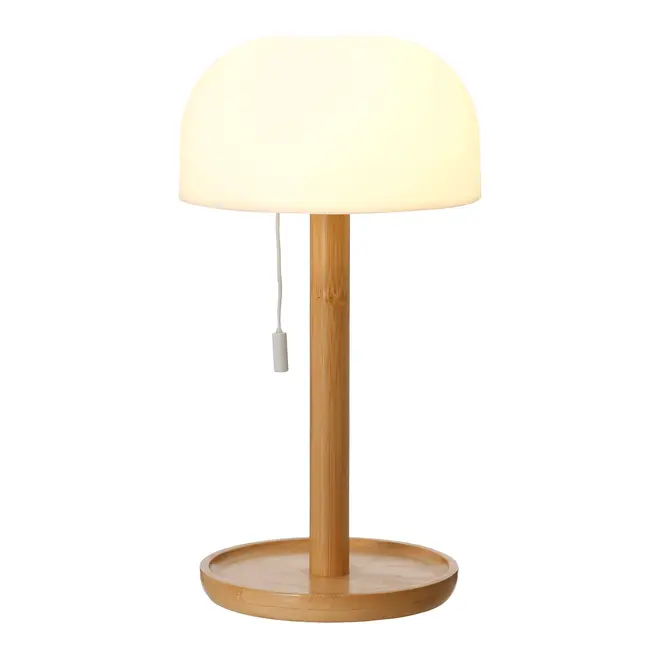 LUMINÁRIA DE MESA LED RECARREGÁVEL STELLA - BAMBU/BRANCO - Foto 2