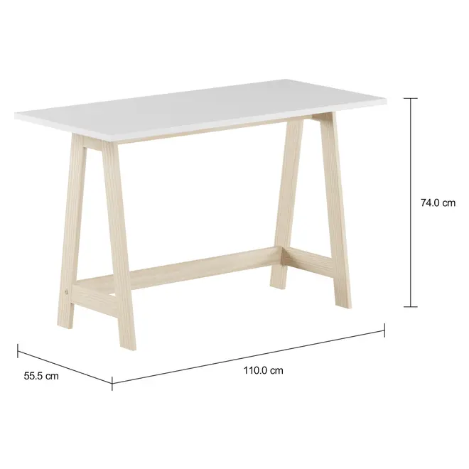 ESCRIVANINHA 1,10 M X 55 CM AVRIL - NATURAL WASHED/BRANCO - Foto 2