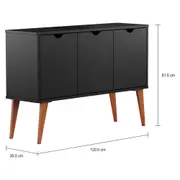 BUFFET 3 PORTAS 1,20 M X 35 CM LIN - PRETO/NOZES - Foto 6