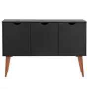 BUFFET 3 PORTAS 1,20 M X 35 CM LIN - PRETO/NOZES - Foto 1