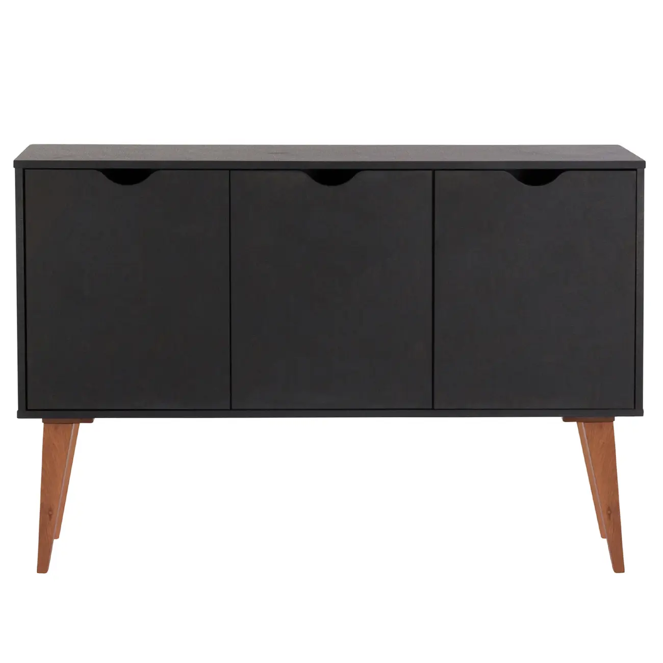 BUFFET 3 PORTAS 1,20 M X 35 CM LIN - PRETO/NOZES - Foto 1