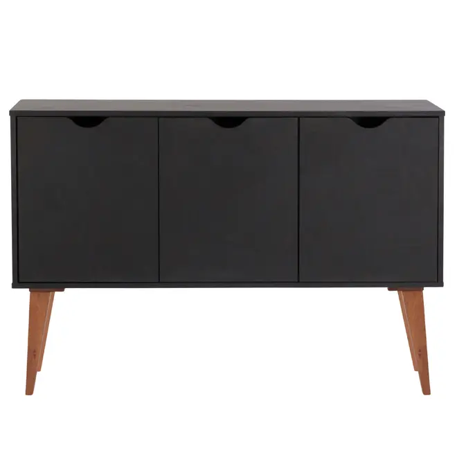 BUFFET 3 PORTAS 1,20 M X 35 CM LIN - PRETO/NOZES - Foto 1