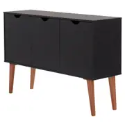 BUFFET 3 PORTAS 1,20 M X 35 CM LIN - PRETO/NOZES - Foto 2