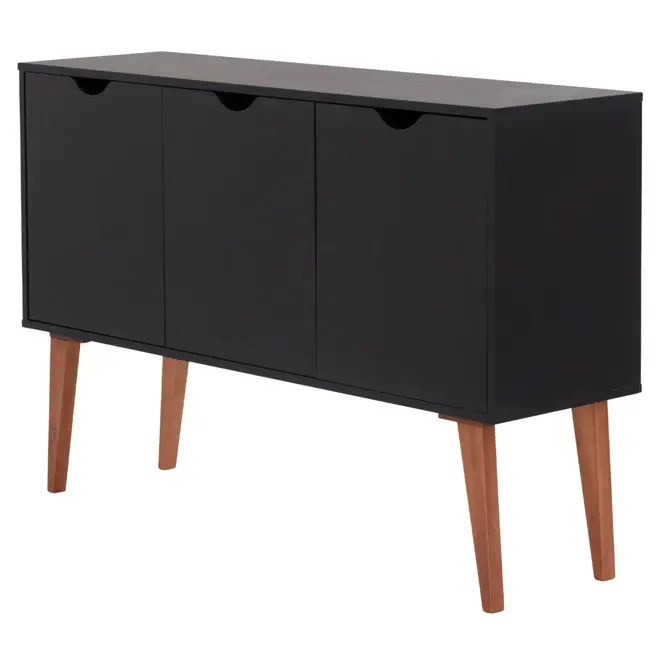BUFFET 3 PORTAS 1,20 M X 35 CM LIN - PRETO/NOZES - Foto 2