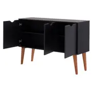 BUFFET 3 PORTAS 1,20 M X 35 CM LIN - PRETO/NOZES - Foto 3