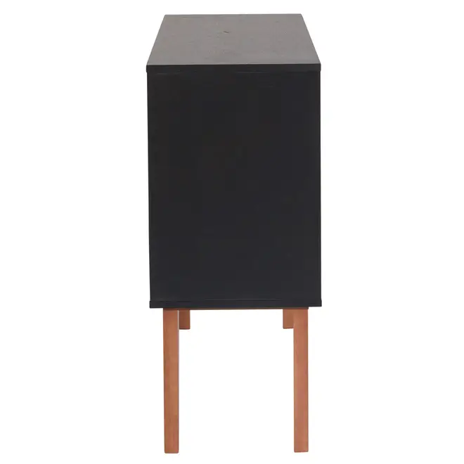 BUFFET 3 PORTAS 1,20 M X 35 CM LIN - PRETO/NOZES - Foto 4