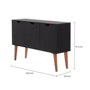 BUFFET 3 PORTAS 1,20 M X 35 CM LIN - PRETO/NOZES - Foto 5