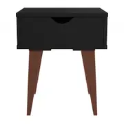 MESA DE CABECEIRA 1 GAVETA LIN - PRETO/NOZES - Foto 1