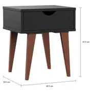 MESA DE CABECEIRA 1 GAVETA LIN - PRETO/NOZES - Foto 4