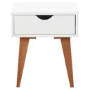 BRANCO/NOZES - MESA DE CABECEIRA 1 GAVETA LIN