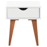 MESA DE CABECEIRA 1 GAVETA LIN - BRANCO/NOZES - Foto 1