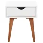 BRANCO/NOZES - MESA DE CABECEIRA 1 GAVETA LIN