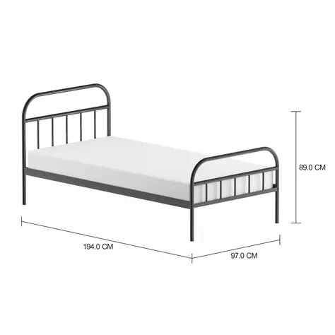 Imagem com medidas do produto CAMA DE SOLTEIRO 88 CM MABOO