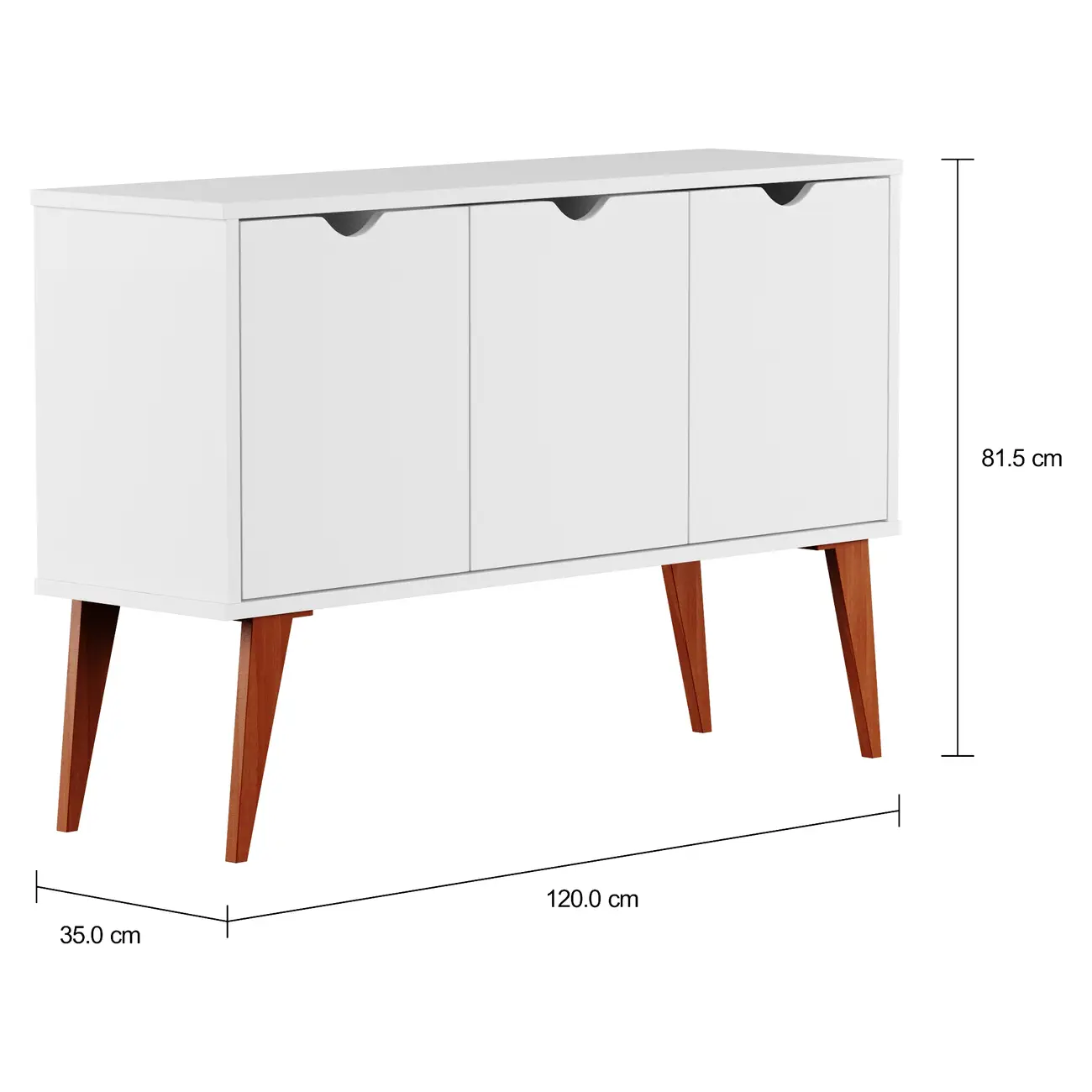 BUFFET 3 PORTAS 1,20 M X 35 CM LIN - BRANCO/NOZES - Foto 9