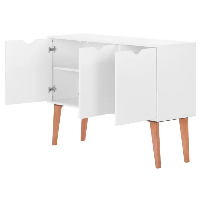 BUFFET 3 PORTAS 1,20 M X 35 CM LIN - BRANCO/NOZES - Foto 4