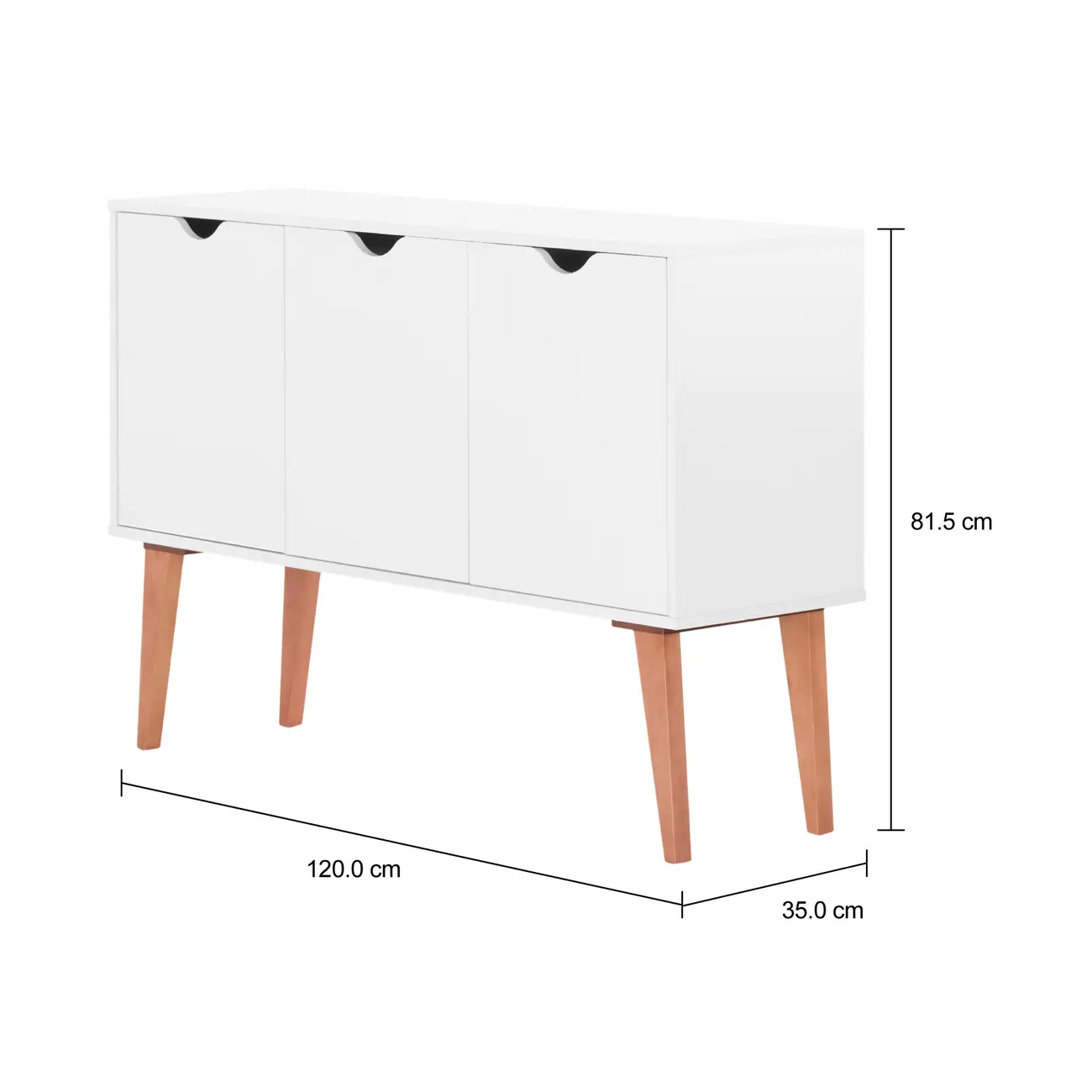 BUFFET 3 PORTAS 1,20 M X 35 CM LIN - BRANCO/NOZES - Foto 8