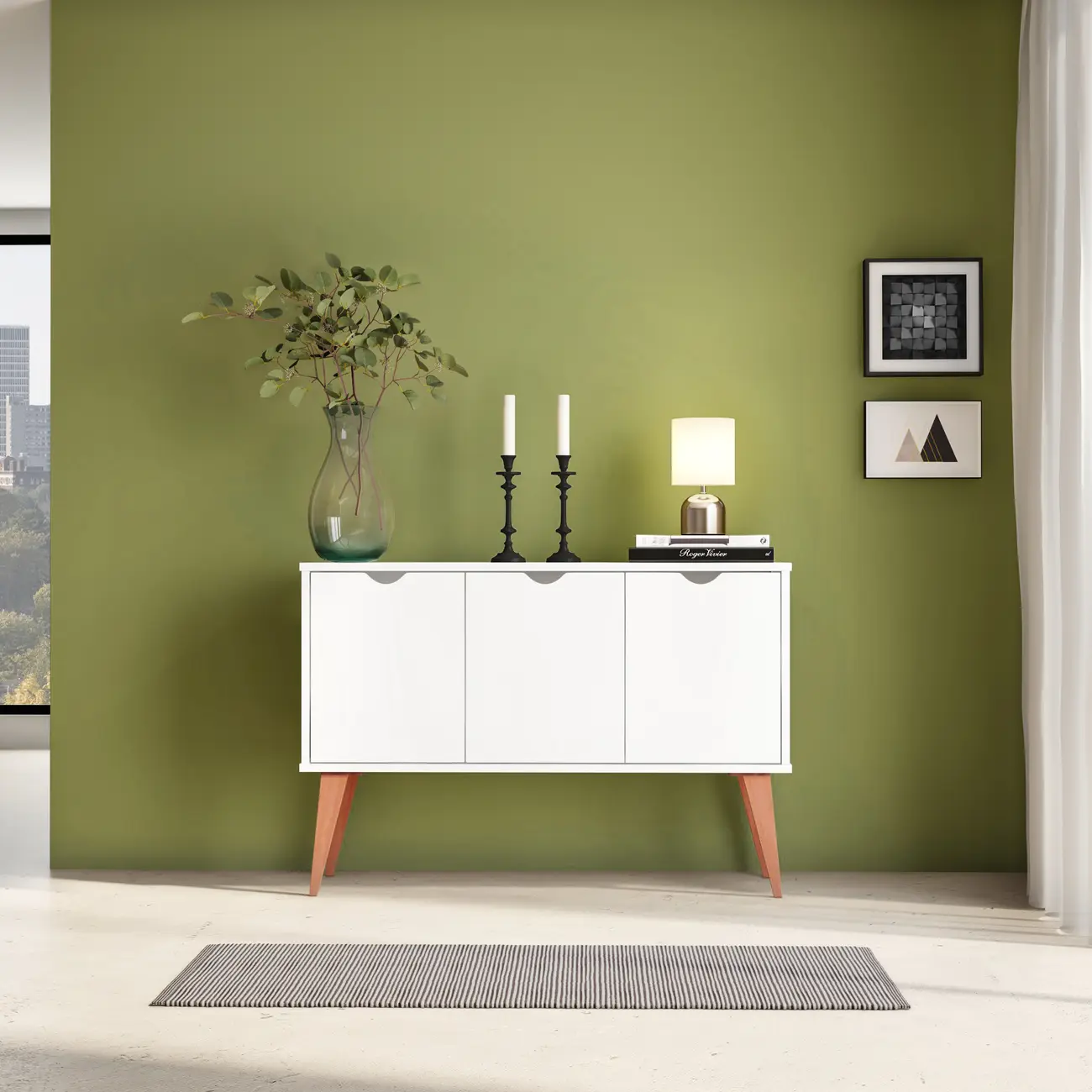 BUFFET 3 PORTAS 1,20 M X 35 CM LIN - BRANCO/NOZES - Foto 10