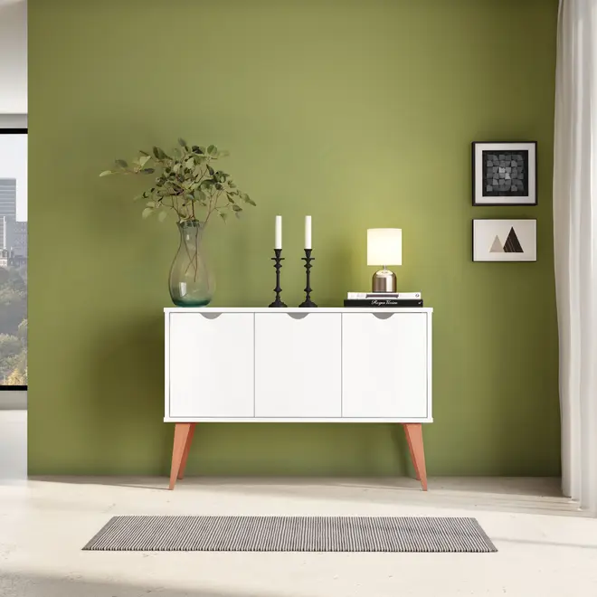 BUFFET 3 PORTAS 1,20 M X 35 CM LIN - BRANCO/NOZES - Foto 10