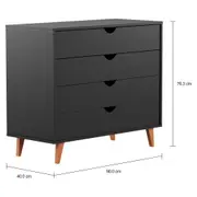 CÔMODA 4 GAVETAS 90 CM X 40 CM LIN - PRETO/NOZES - Foto 6
