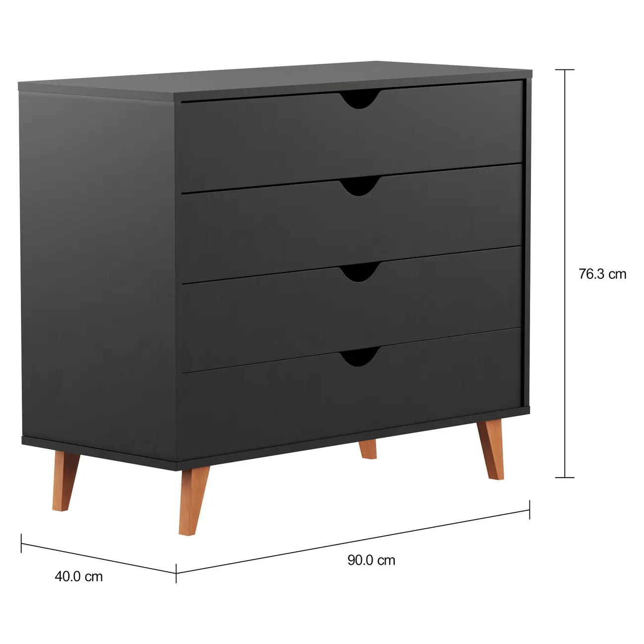 CÔMODA 4 GAVETAS 90 CM X 40 CM LIN - PRETO/NOZES - Foto 6