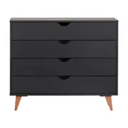 CÔMODA 4 GAVETAS 90 CM X 40 CM LIN - PRETO/NOZES - Foto 1