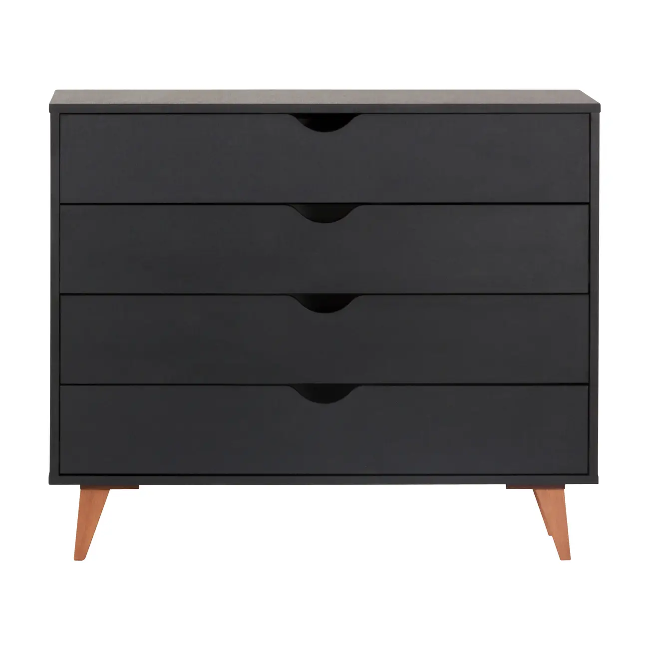 CÔMODA 4 GAVETAS 90 CM X 40 CM LIN - PRETO/NOZES - Foto 1