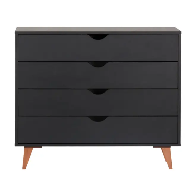 CÔMODA 4 GAVETAS 90 CM X 40 CM LIN - PRETO/NOZES - Foto 1