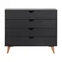 PRETO/NOZES - CÔMODA 4 GAVETAS 90 CM X 40 CM LIN