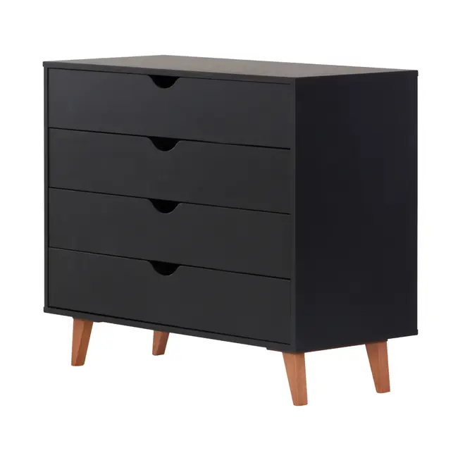 CÔMODA 4 GAVETAS 90 CM X 40 CM LIN - PRETO/NOZES - Foto 2
