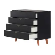 CÔMODA 4 GAVETAS 90 CM X 40 CM LIN - PRETO/NOZES - Foto 3