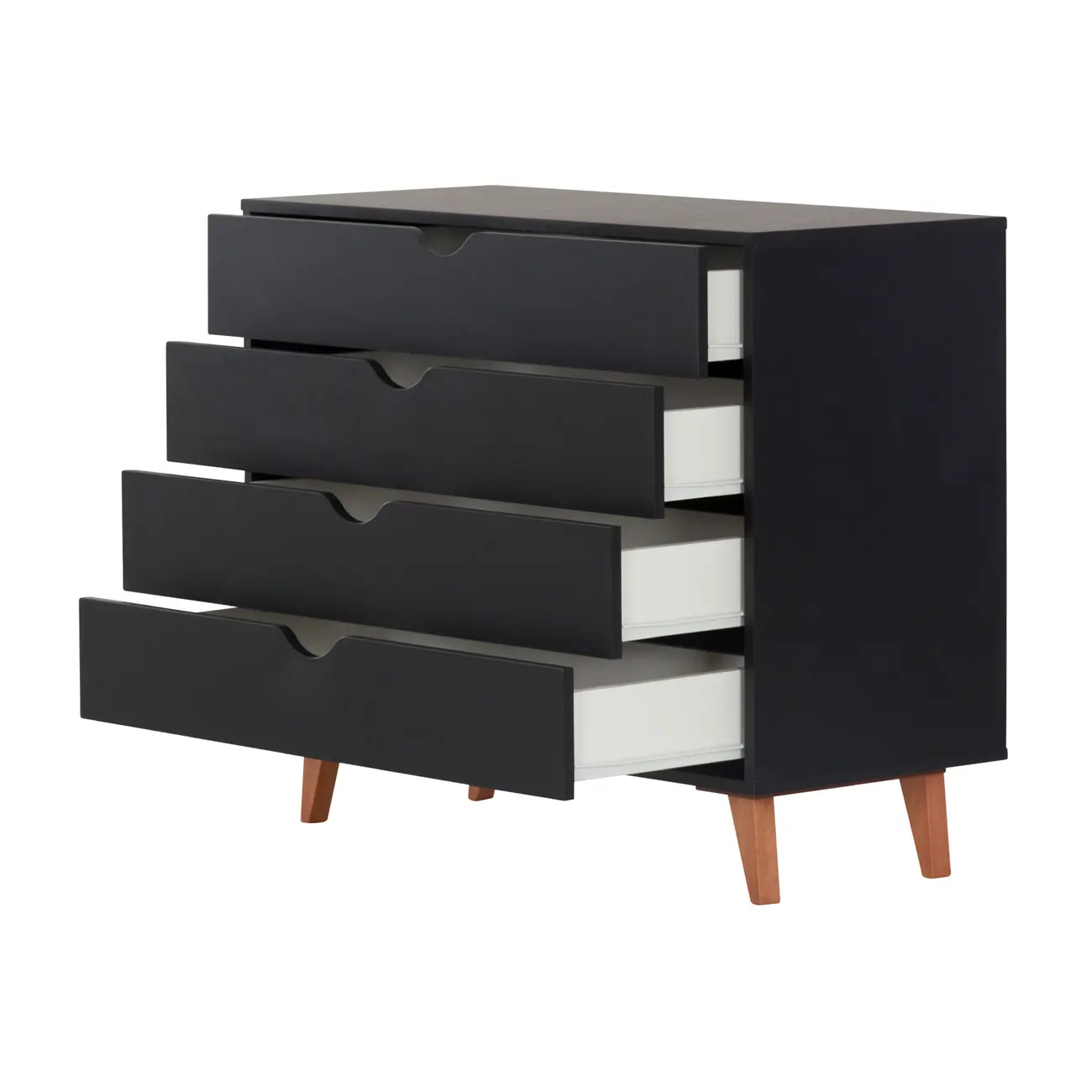 CÔMODA 4 GAVETAS 90 CM X 40 CM LIN - PRETO/NOZES - Foto 3
