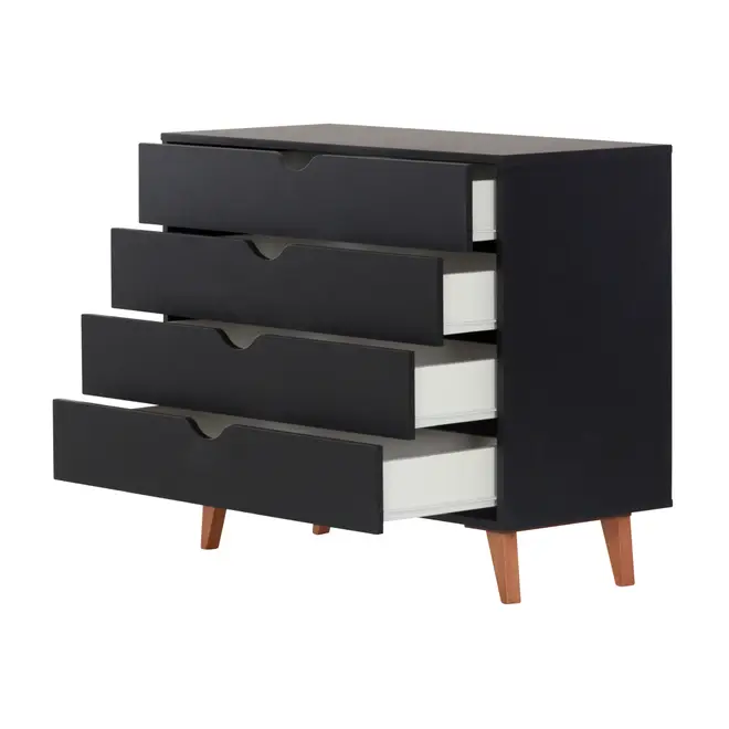 CÔMODA 4 GAVETAS 90 CM X 40 CM LIN - PRETO/NOZES - Foto 3