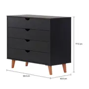CÔMODA 4 GAVETAS 90 CM X 40 CM LIN - PRETO/NOZES - Foto 5