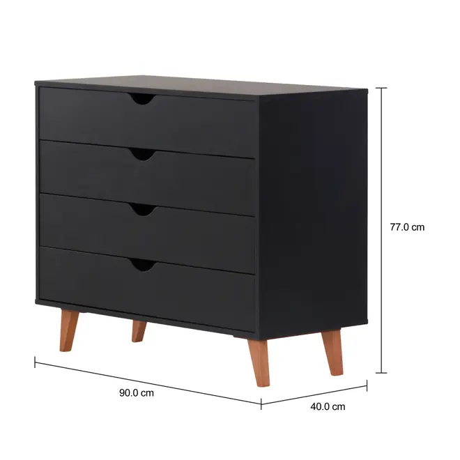 CÔMODA 4 GAVETAS 90 CM X 40 CM LIN - PRETO/NOZES - Foto 5