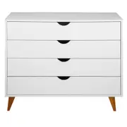 CÔMODA 4 GAVETAS 90 CM X 40 CM LIN - BRANCO/NOZES - Foto 1