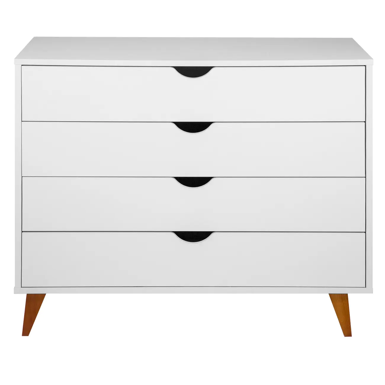 CÔMODA 4 GAVETAS 90 CM X 40 CM LIN - BRANCO/NOZES - Foto 1