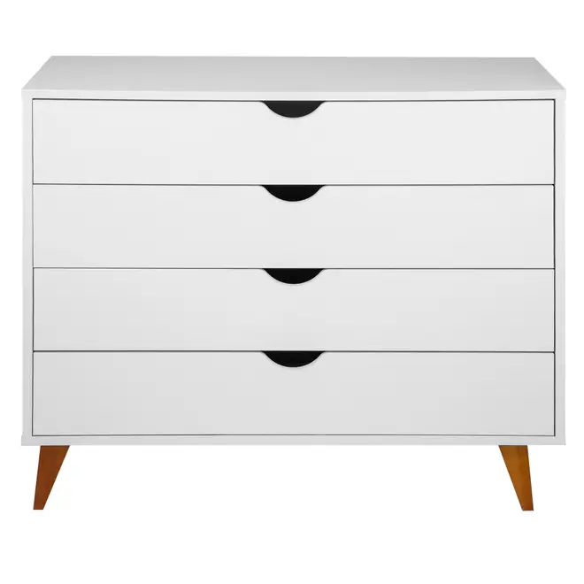 CÔMODA 4 GAVETAS 90 CM X 40 CM LIN - BRANCO/NOZES - Foto 1