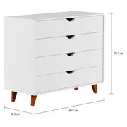 CÔMODA 4 GAVETAS 90 CM X 40 CM LIN - BRANCO/NOZES - Foto 7