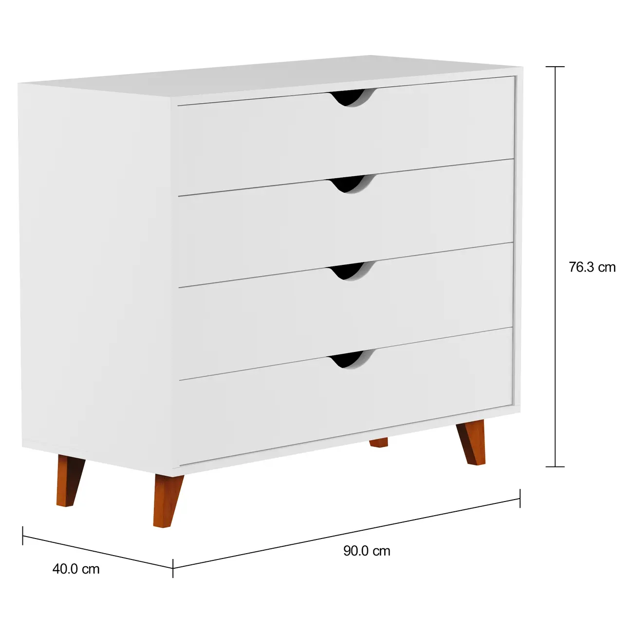 CÔMODA 4 GAVETAS 90 CM X 40 CM LIN - BRANCO/NOZES - Foto 7