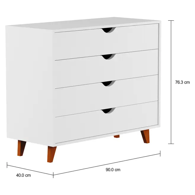 CÔMODA 4 GAVETAS 90 CM X 40 CM LIN - BRANCO/NOZES - Foto 7
