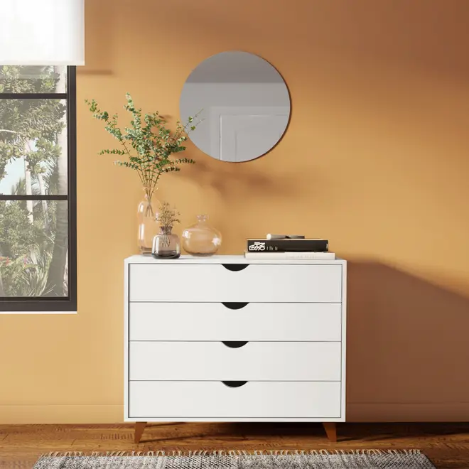 CÔMODA 4 GAVETAS 90 CM X 40 CM LIN - BRANCO/NOZES - Foto 8