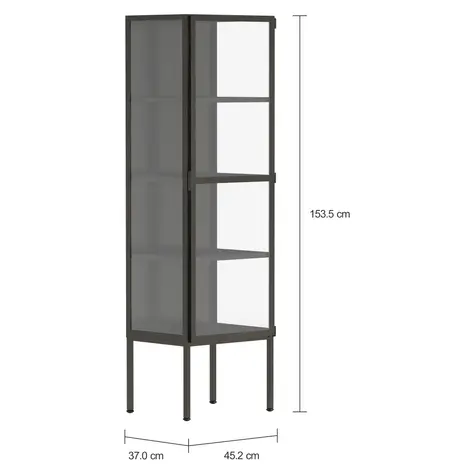 Imagem com medidas do produto CRISTALEIRA 1 PORTA 45 CM X 1,53 M BRÁS
