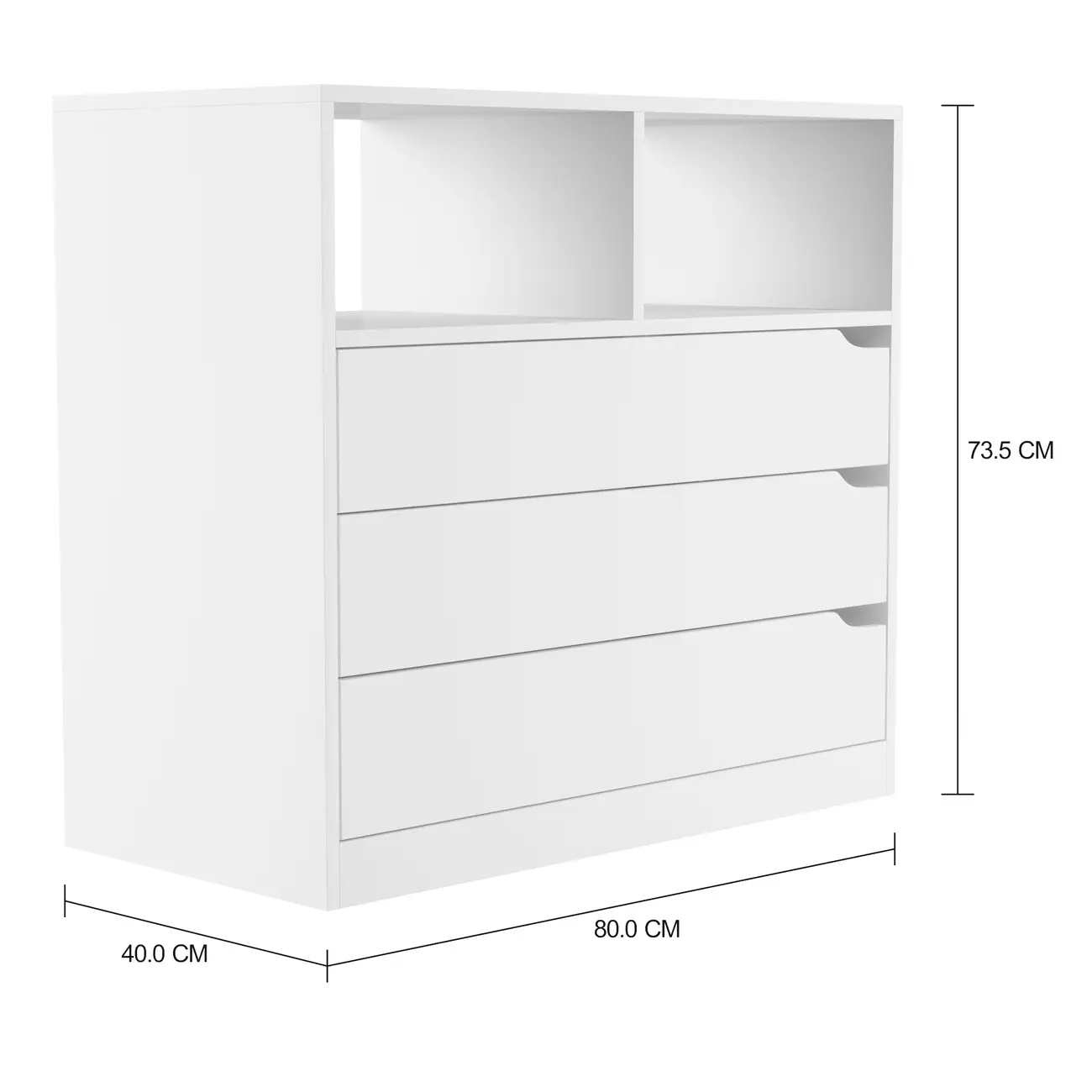 CÔMODA 3 GAVETAS 80 CM X 40 CM WINK - BRANCO - Foto 2