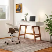ESCRIVANINHA 2 GAVETAS 1,10 M X 50 CM BARTÔ - NOZES/BRANCO - Foto 3