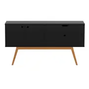 BUFFET 3 PORTAS/1 GAVETA 1,40 M X 40 CM BARTÔ - PRETO/NOZES - Foto 1