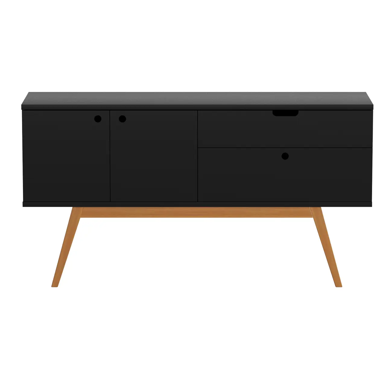 BUFFET 3 PORTAS/1 GAVETA 1,40 M X 40 CM BARTÔ - PRETO/NOZES - Foto 1