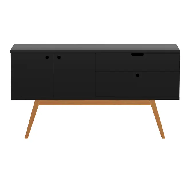 BUFFET 3 PORTAS/1 GAVETA 1,40 M X 40 CM BARTÔ - PRETO/NOZES - Foto 1
