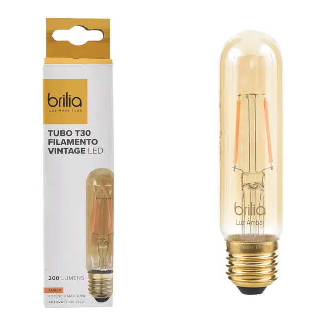 LÂMPADA LED FILAMENTO T30 E27 2,5W 127/220V BRILIA - HANBAR - Foto 2